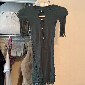 POSTER GIRL Dark Green Cut-Out Mini Dress